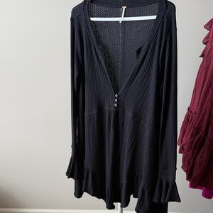 Free People Black Tunic Top